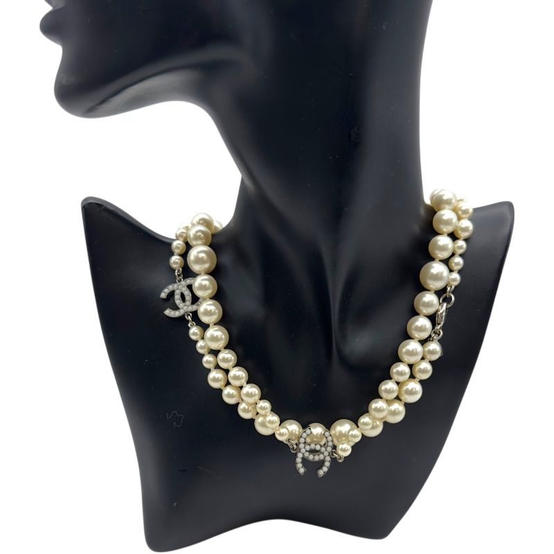 シャネル CHANEL ココマーク ロングパールネックレス 09V ホワイト