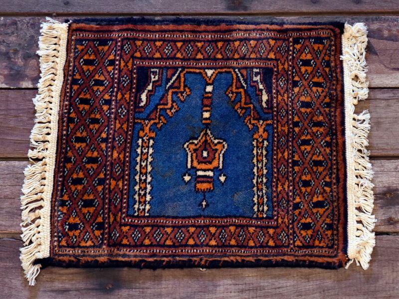 RAGB148 ヴィンテージ ミニラグ トライバルラグ 絨毯 31.5cm×29.5cm