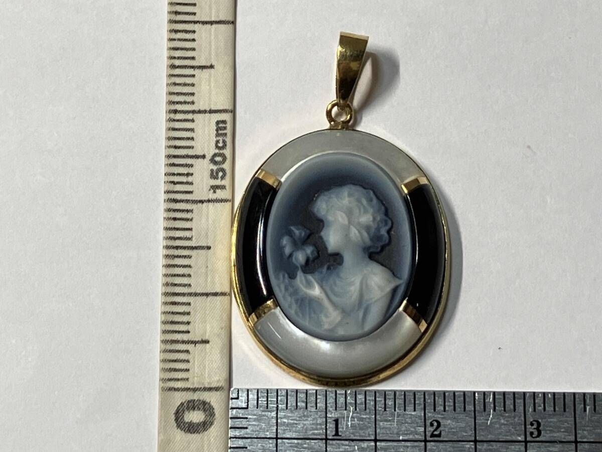 K18ゴールド 総重量約5.9g カメオ トップ ペンダントトップ ネックレス