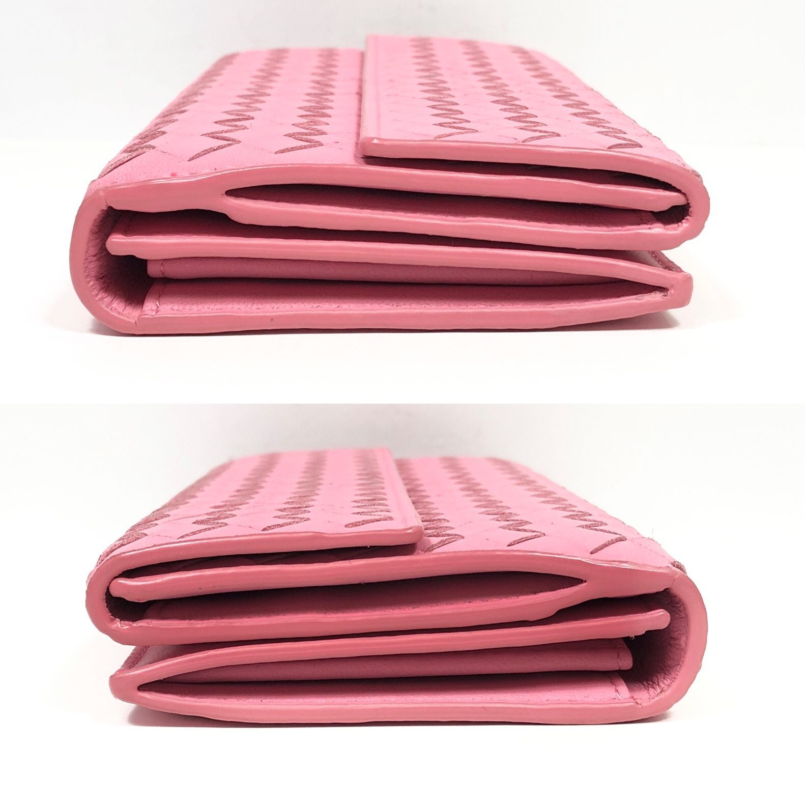 ▽BOTTEGA VENETA イントレチャート 二つ折り 長財布 134075 ピンク