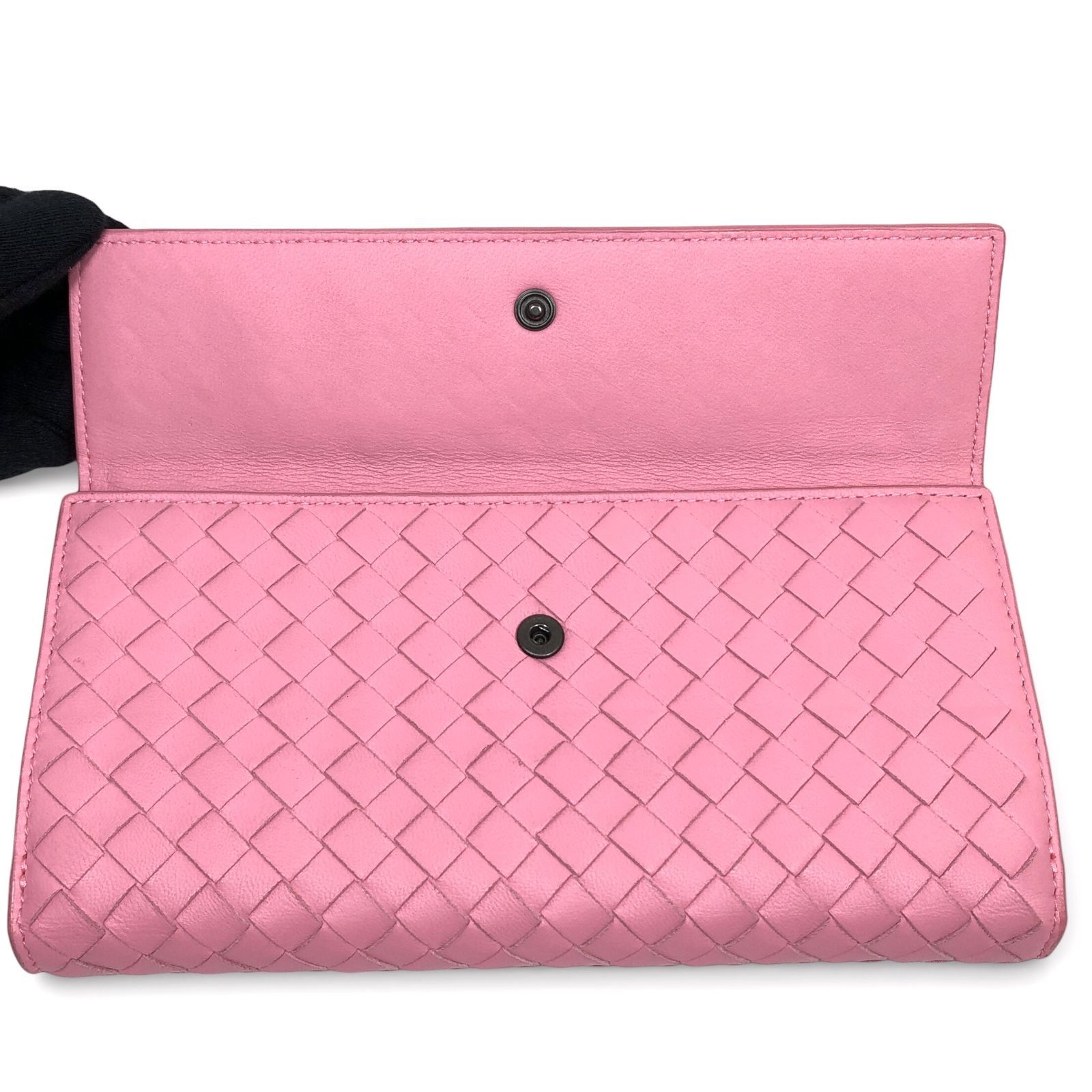 ▽BOTTEGA VENETA イントレチャート 二つ折り 長財布 134075 ピンク