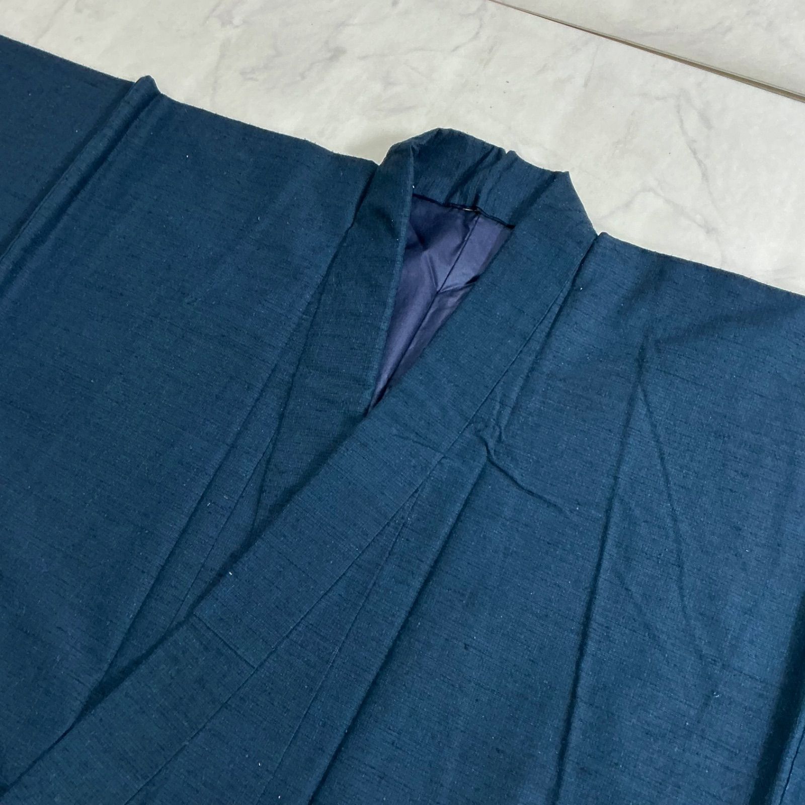 kimomo+one＊男前屋＊未使用同然＊男着物＊袷＊十日町紬＊仕付け糸付き