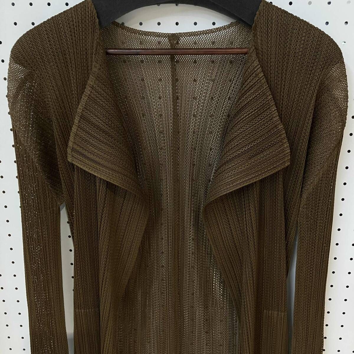 PLEATS PLEASE/プリーツプリーズ／長袖カーディガン／メッシュ