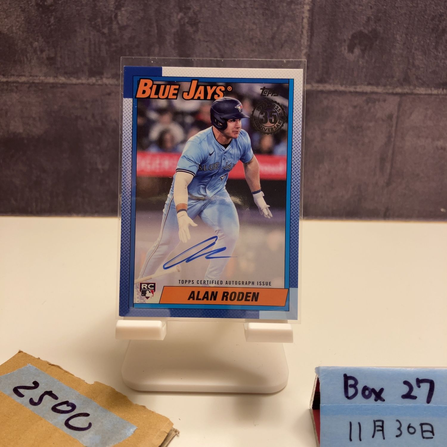 2025 Topps Alan Roden 直筆サインカード Toronto Blue Jays 35th