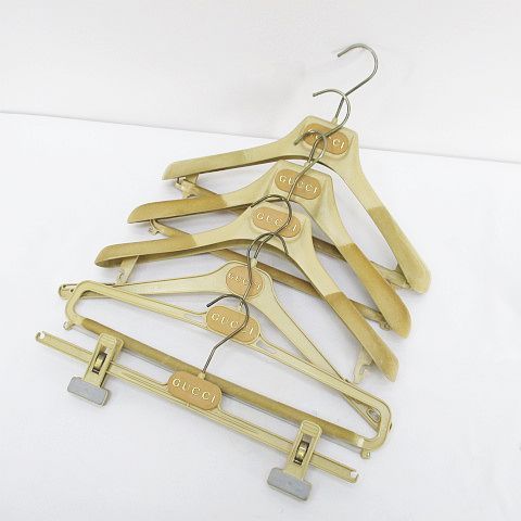 グッチ GUCCI ハンガー パンツハンガー 6本セット 形違い ベージュ系
