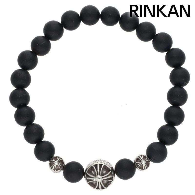 クロムハーツビーズブレスレット オニキス8ミリ　鑑定済み クロムハーツ 8mm BEAD BEADONYX71 8mmオニキスビーズブレスレット