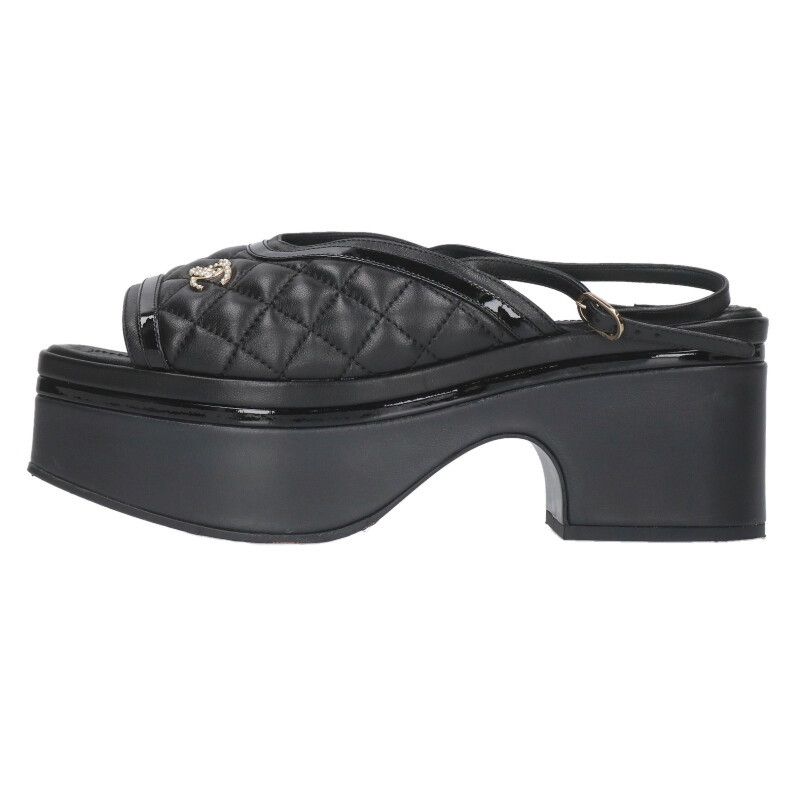 シャネル G45009 マトラッセ ココマーク パールサンダル レディース 38