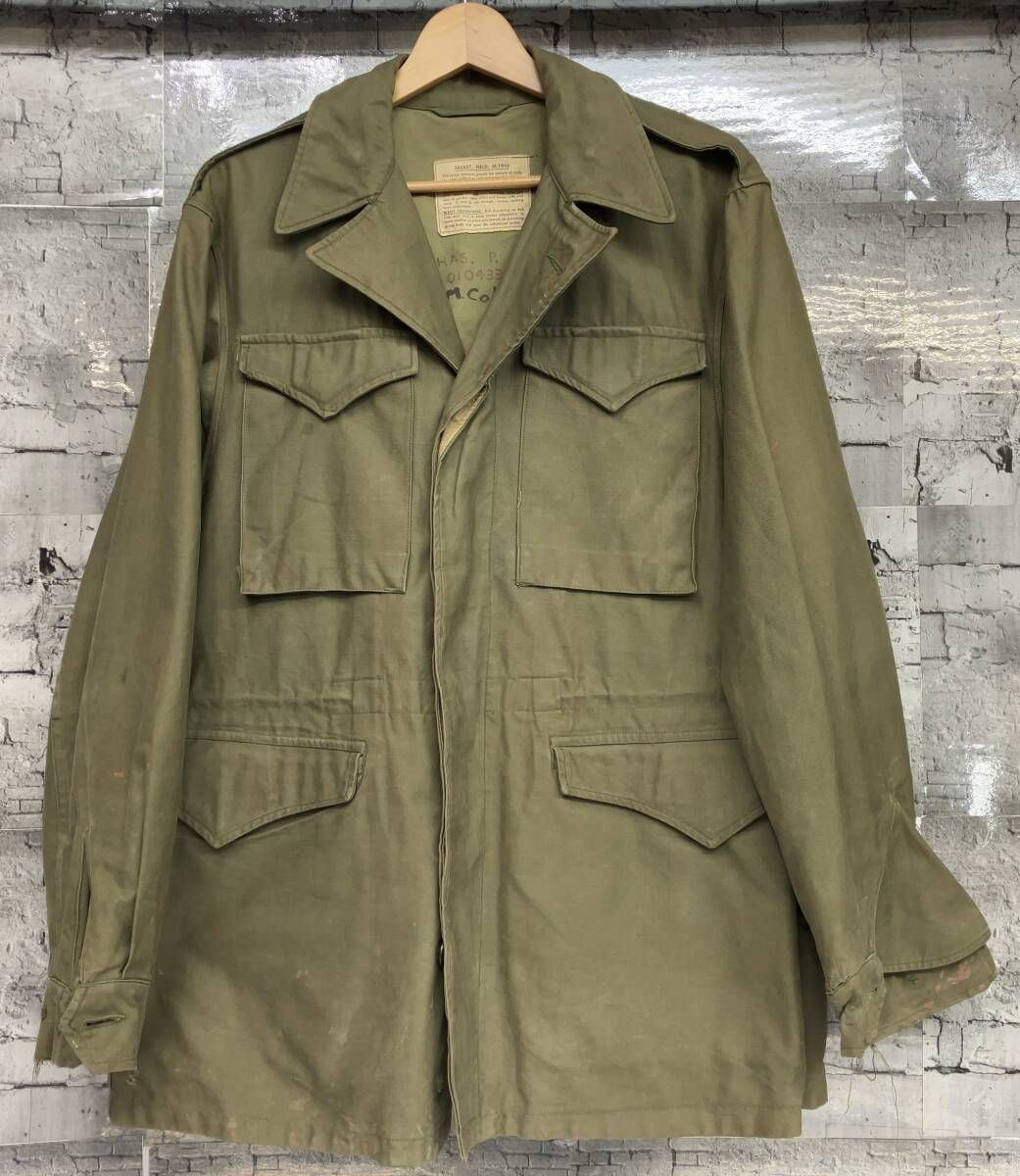 military ミリタリー フィールドジャケット 40s M43 袖ボタン欠損