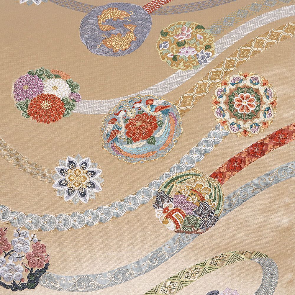 礼装用 袋帯 正絹 金 華文 鳳凰 荒磯 花喰鳥 唐花 松竹梅 宝尽くし