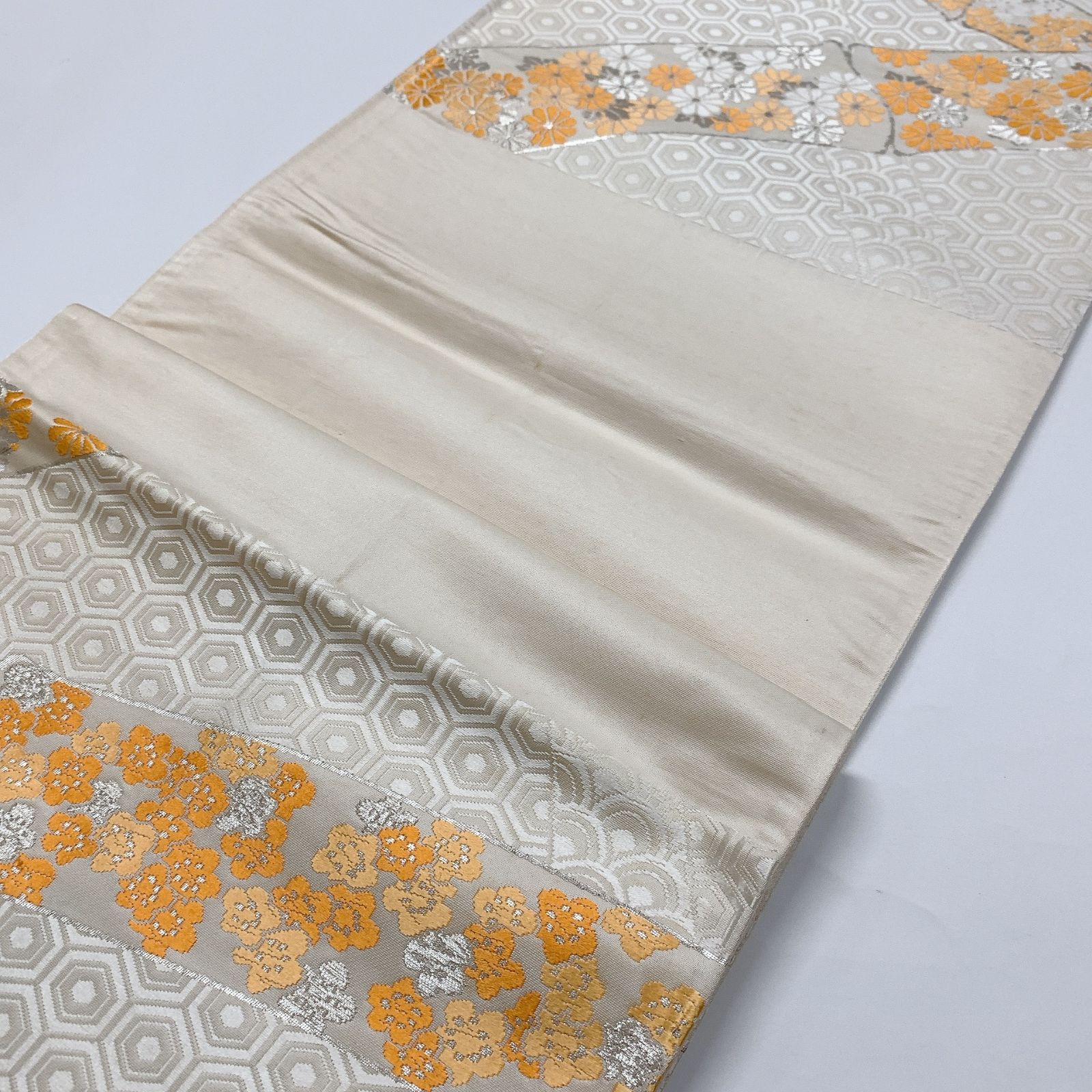 6831］袋帯 笹竹花文様 銀糸 六通 刺繍 正絹 着物 フォーマル - メルカリ