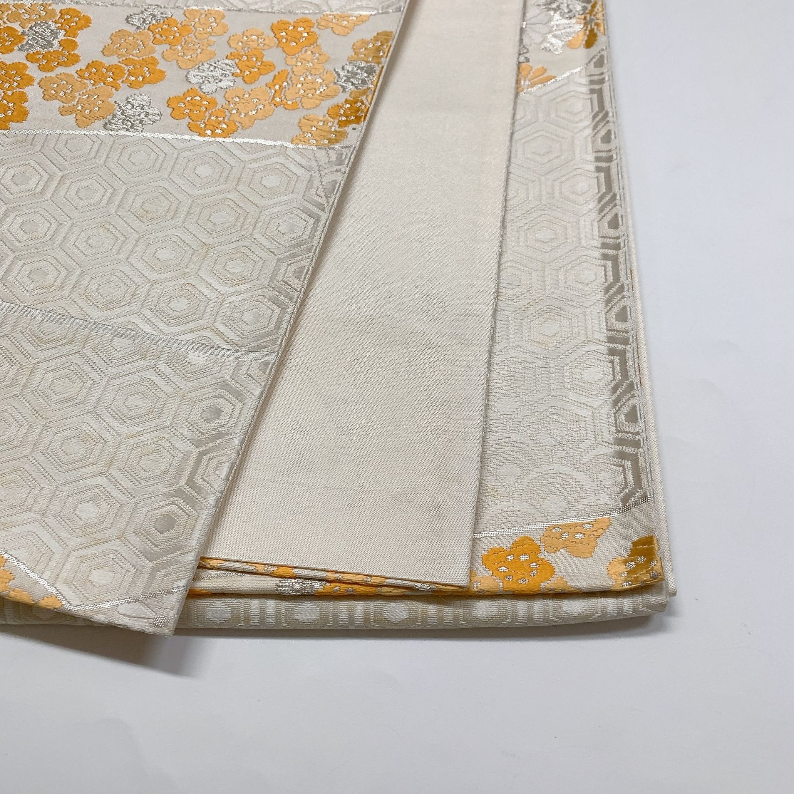 6831］袋帯 笹竹花文様 銀糸 六通 刺繍 正絹 着物 フォーマル - メルカリ