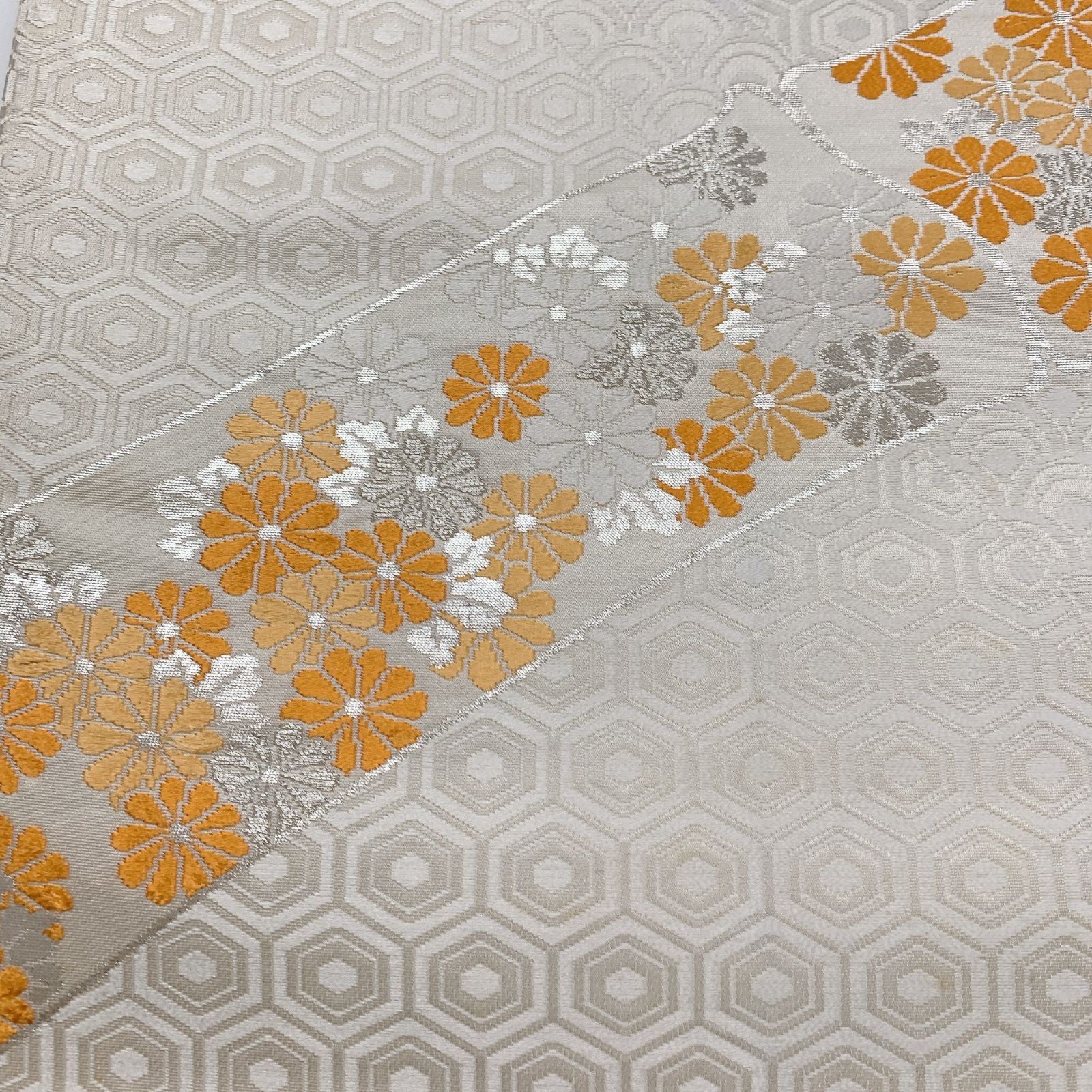 6831］袋帯 笹竹花文様 銀糸 六通 刺繍 正絹 着物 フォーマル - メルカリ