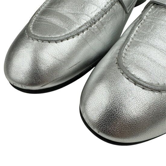 中古】HERMES エルメス モカシン パリ シルバー 37.5サイズ 日本サイズ