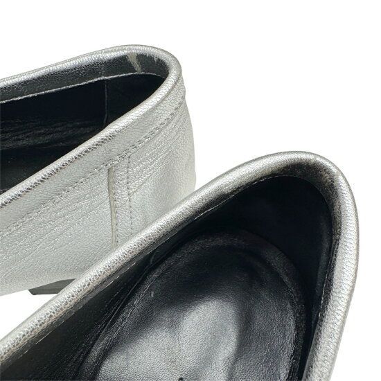 中古】HERMES エルメス モカシン パリ シルバー 37.5サイズ 日本サイズ