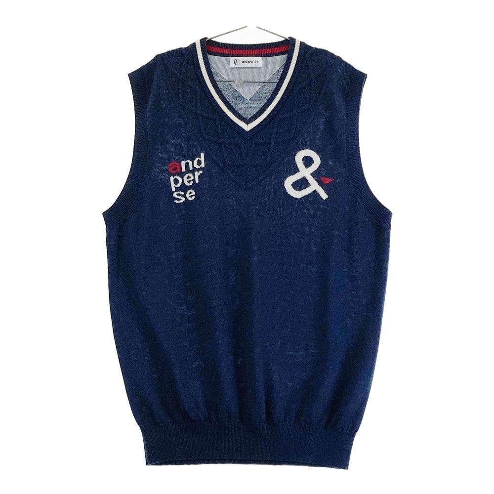 サイズ：L AND PER SE アンパスィ ウール混 ニットベスト ネイビー系