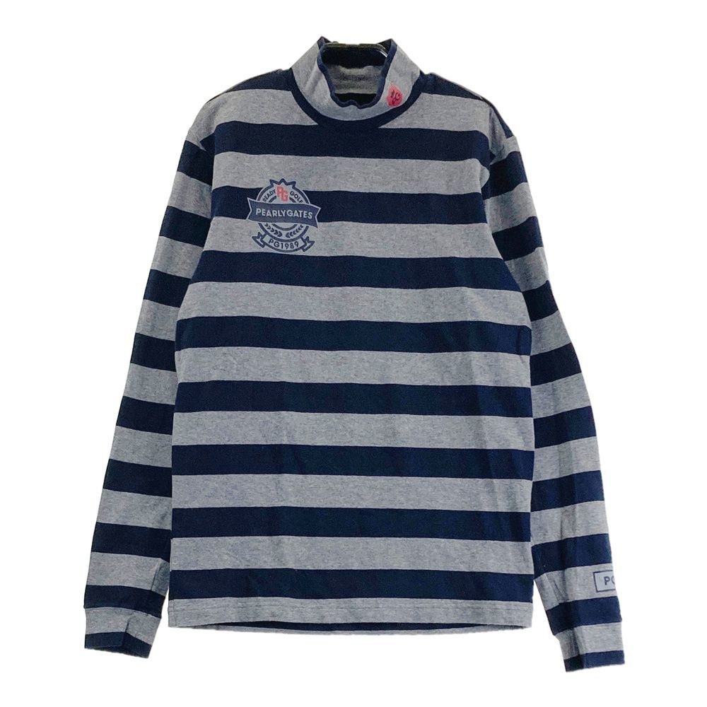 パーリーゲイツ モックネック ウェア ネイビー レッド ボーダー サイズ1 サイズ：4 PEARLY GATES パーリーゲイツ モックネック長袖Tシャツ