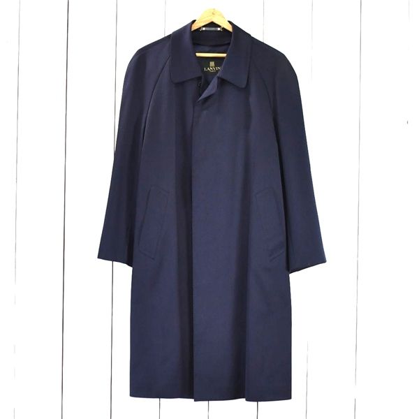 LANVIN ランバン 11SSガーメントダイナイロン比翼ナイロンコート44 美品 ランバン LANVIN 比翼仕立て 4つボタンシングル ステンカラー
