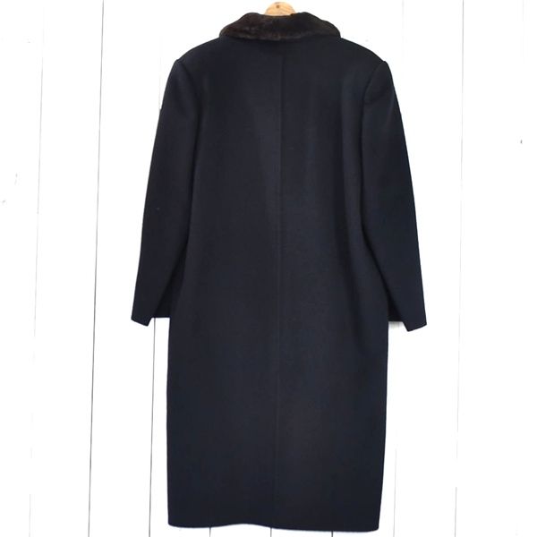 【美品】タニノクリスチー リバーコート　L ミンクファー　カシミヤ100% 黒 レディース）タニノクリスチー TANINO CRISCI カシミヤ100％ 襟元