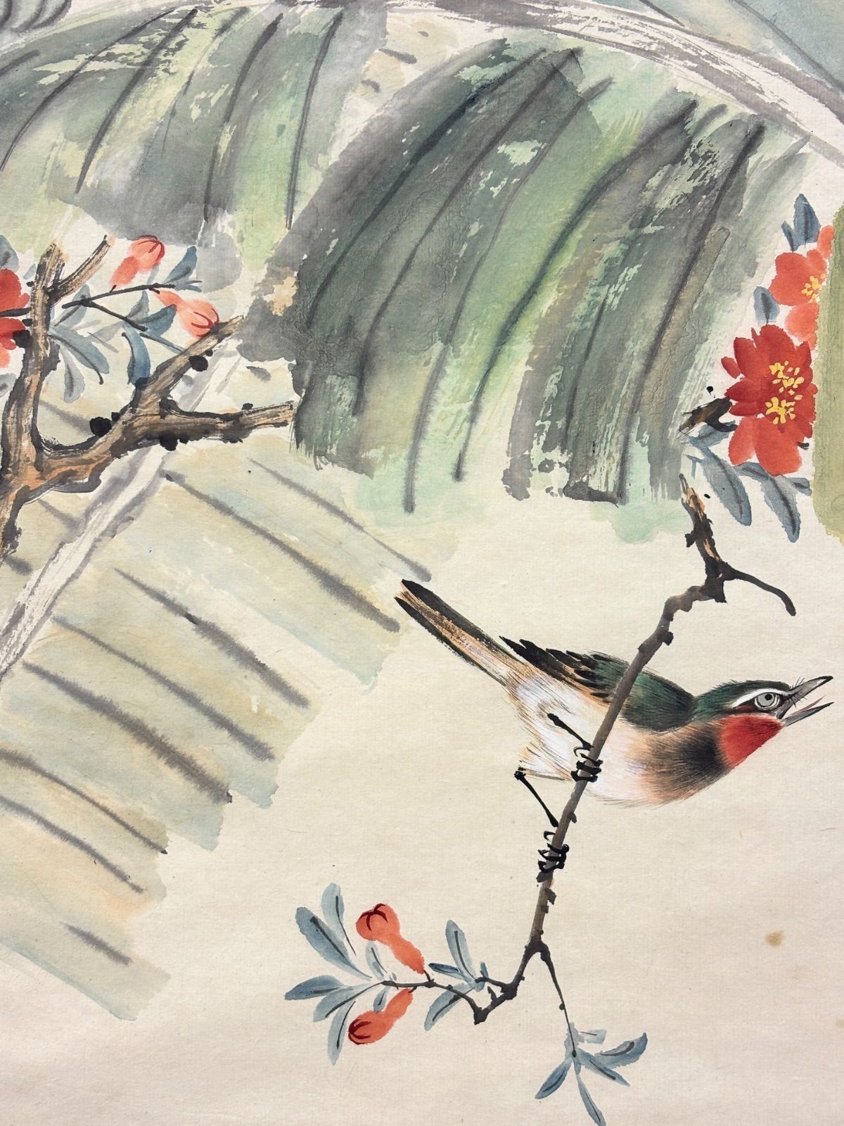 掛軸 M.89 江寒汀 芭蕉と鳥 落款印あり ＃茶掛＃古美術 #骨董品