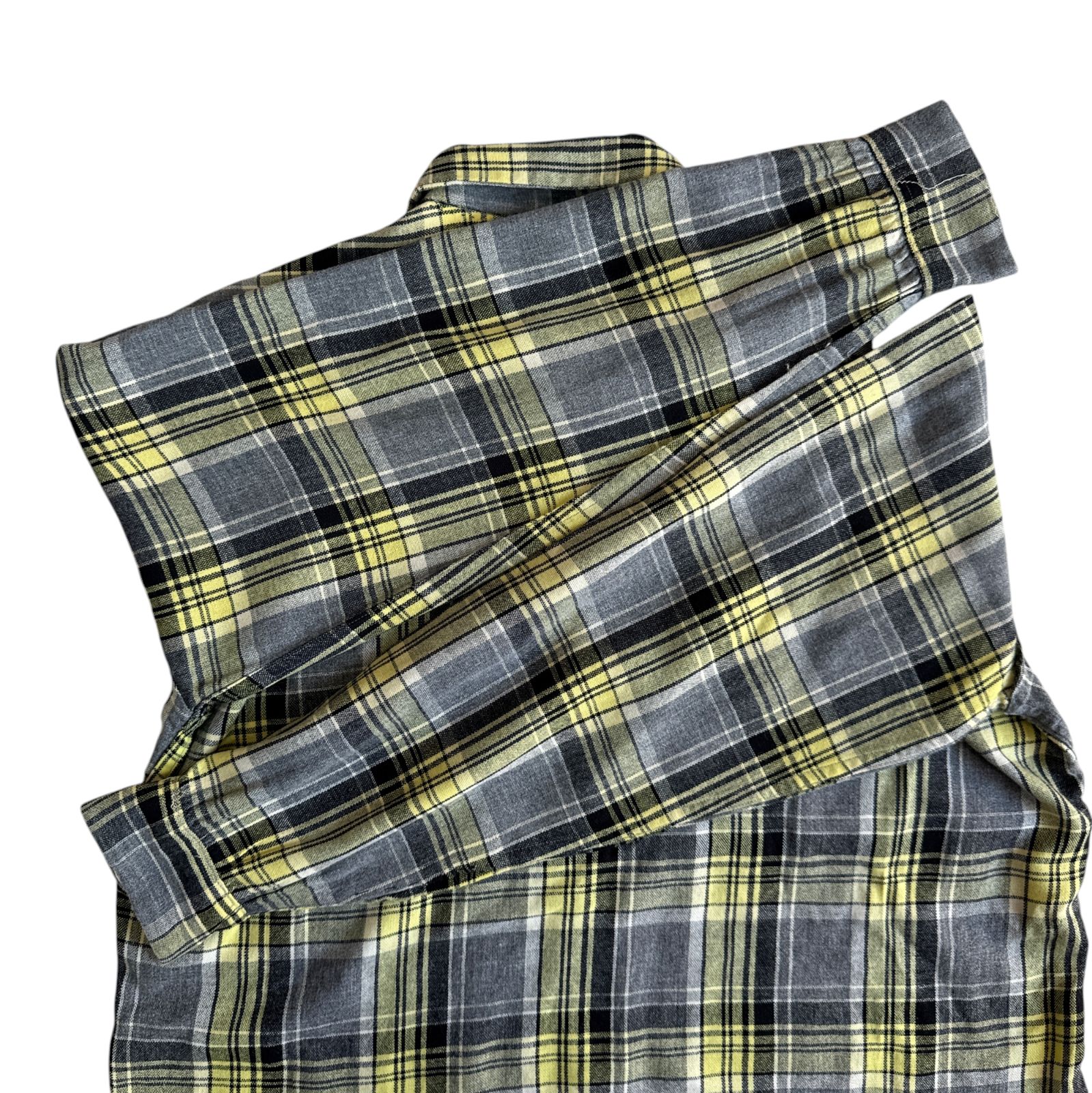 50s - 60s Unknown 開襟 ウールシャツ M-Lサイズ オンブレチェック