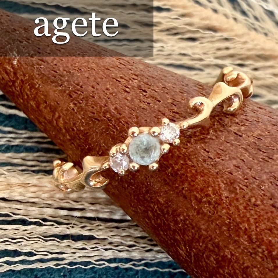 agete◇K10*4号*色石×ダイヤモンドピンキーリング*アガット - メルカリ