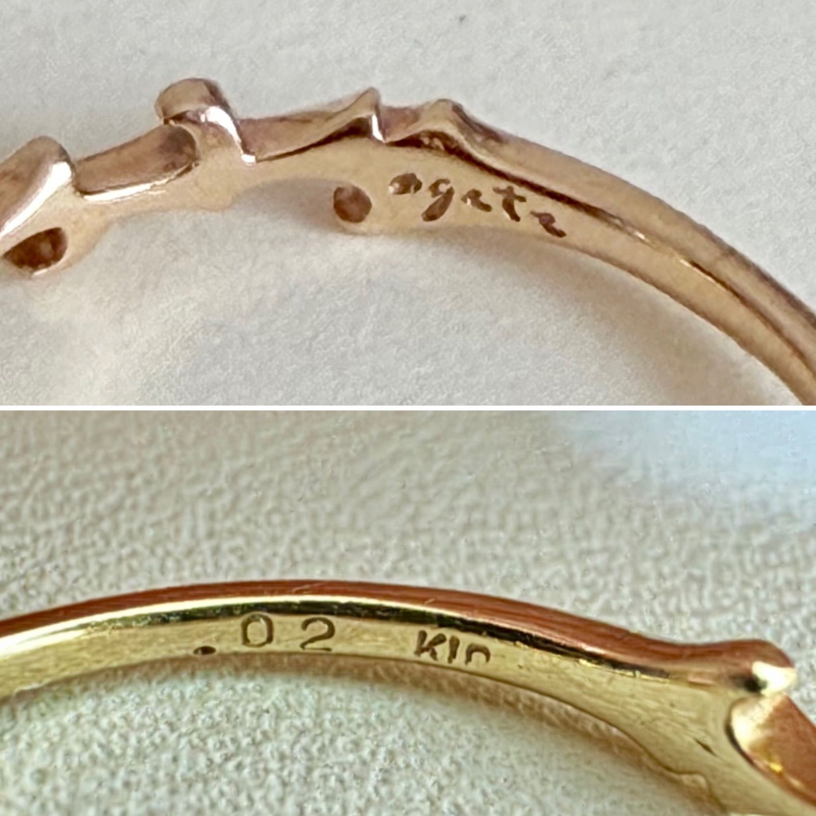 agete◇K10*4号*色石×ダイヤモンドピンキーリング*アガット - メルカリ