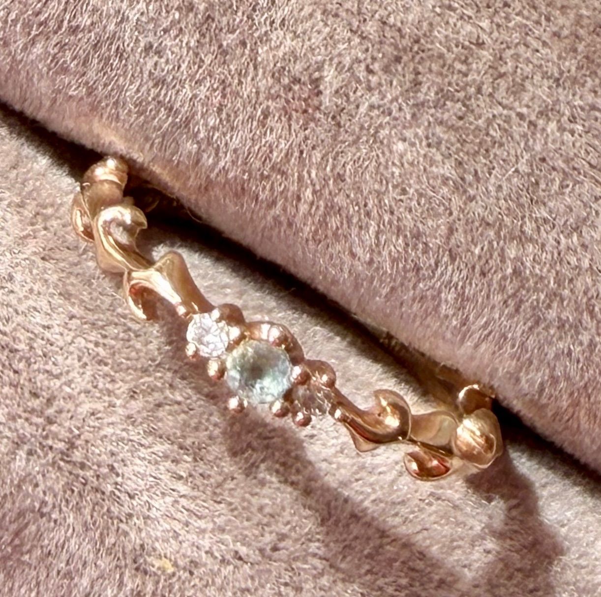 agete◇K10*4号*色石×ダイヤモンドピンキーリング*アガット - メルカリ