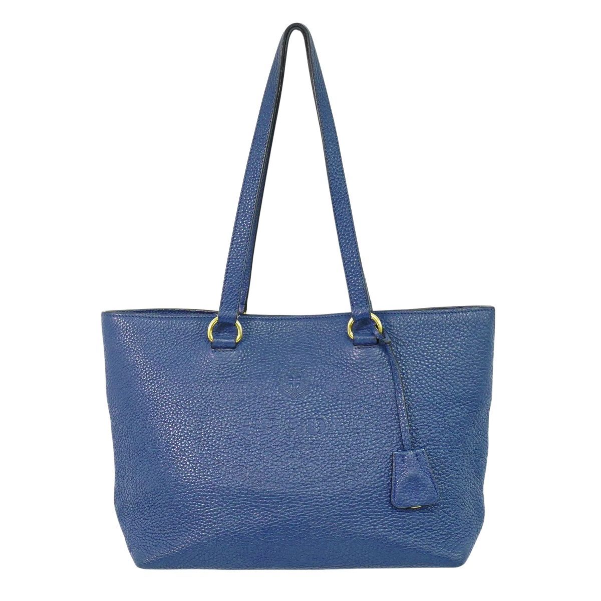 本物 プラダ PRADA レザー ショルダーバッグ トートバッグ ブルー 