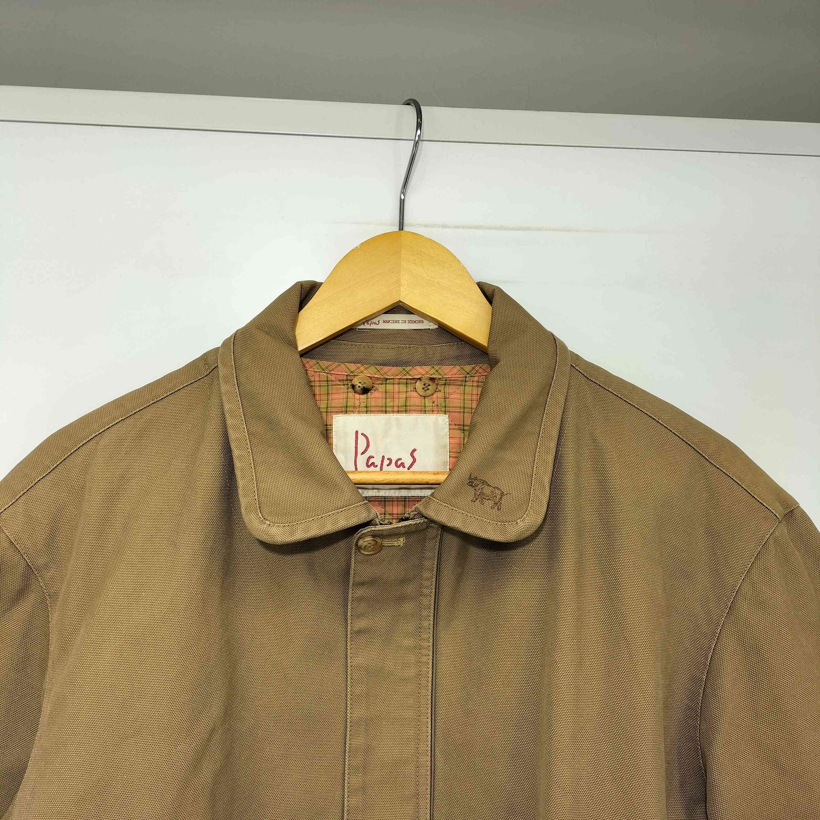 パパス papas 襟ロゴ刺繍 中綿キルティングライナー付 ハンティング