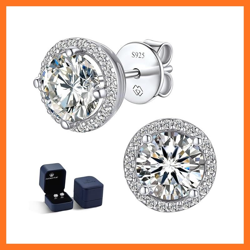 【新品】 MomentWish モアサナイト ピアス レディース メンズ 0.6-2ct Dカラー モアッサナイト イヤリング シルバー925 金属アレルギー対応 男女兼用 ダイヤモンド ピアス 人気 プレゼント 0