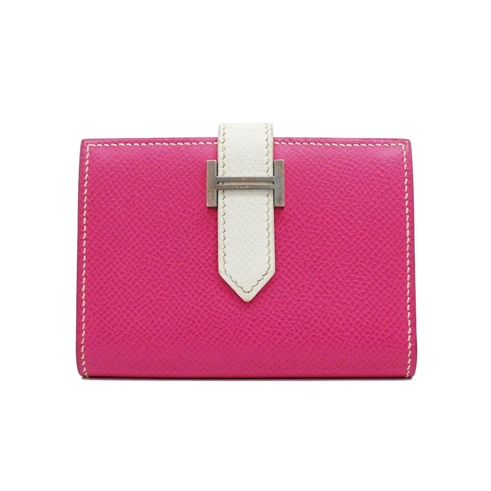 名東】エルメス ベアン カードケース エプソン シルバー金具 パープル