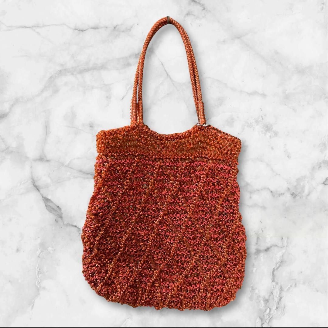 アンテプリマ ワイヤーバッグ トート オレンジ系 内ポケット付き