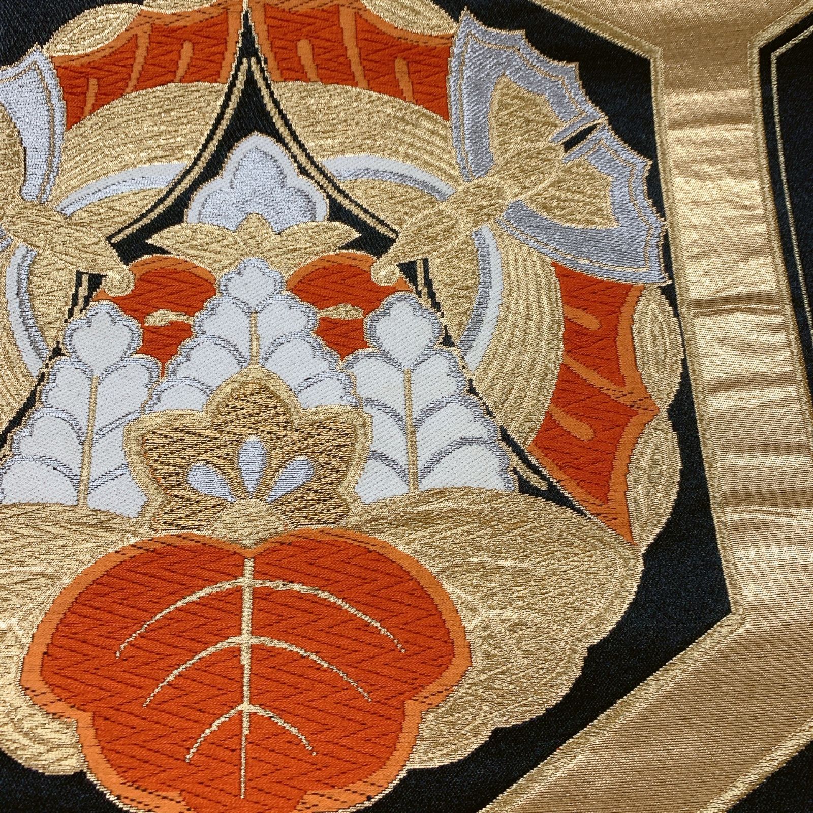 6846］袋帯 桐蝶亀甲文様 金銀糸 六通 黒 正絹 着物 フォーマル - メルカリ