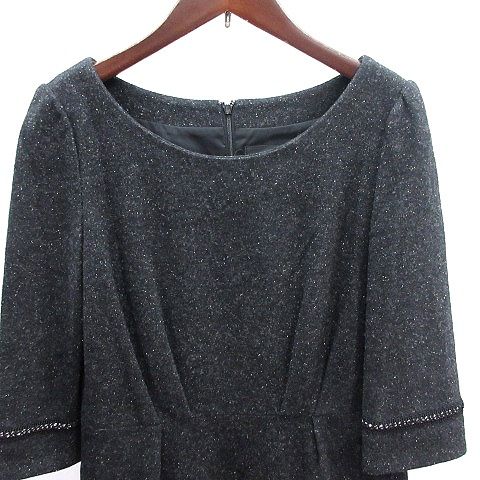 アンタイトル UNTITLED ワンピース ひざ丈 ウール 七分袖 2 M 黒