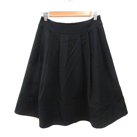 エムプルミエ M-Premier フレアスカート ひざ丈 38 黒 ブラック /MS