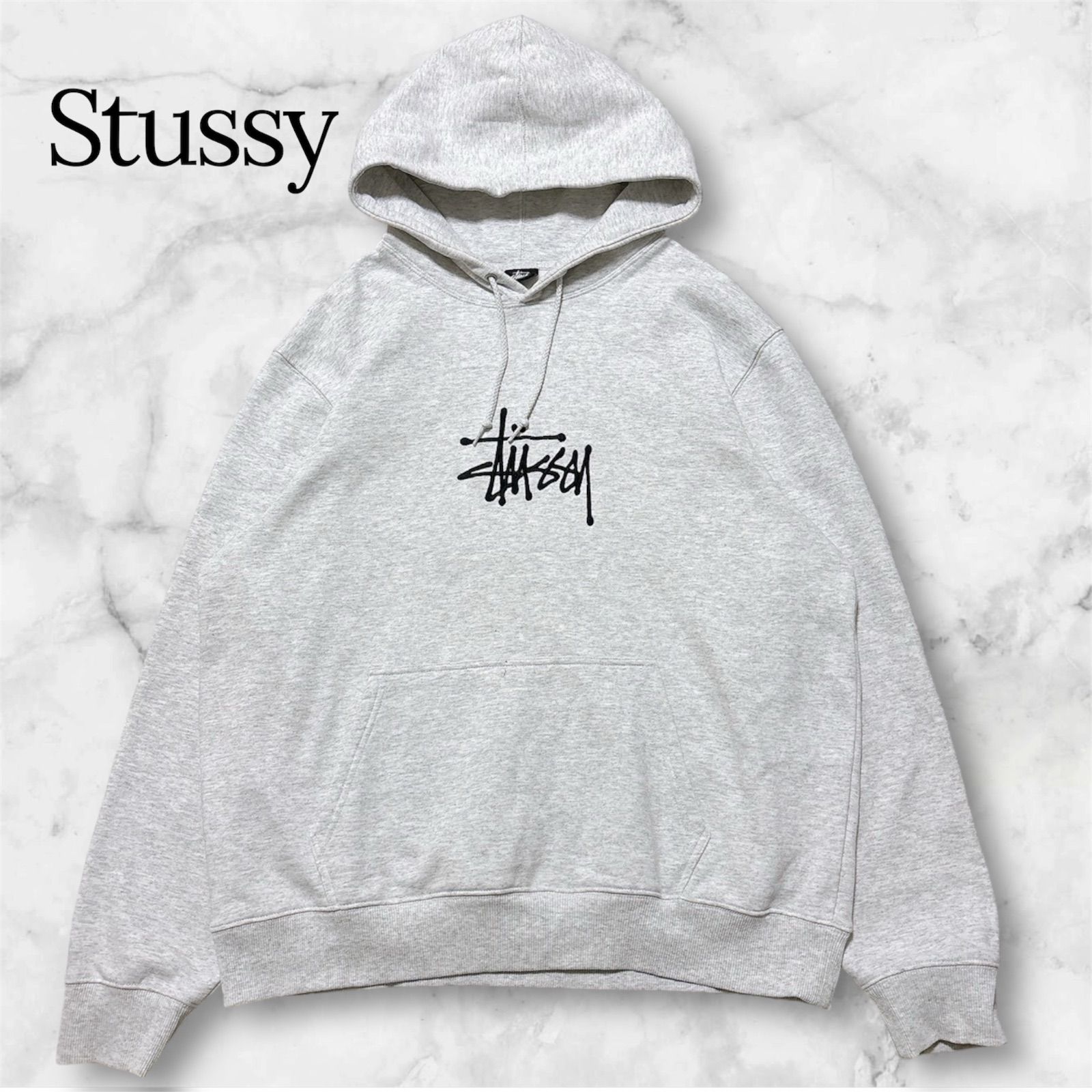 刺繍デカロゴ 肉厚 スウェットパーカー 白 stussy 【公式通販】