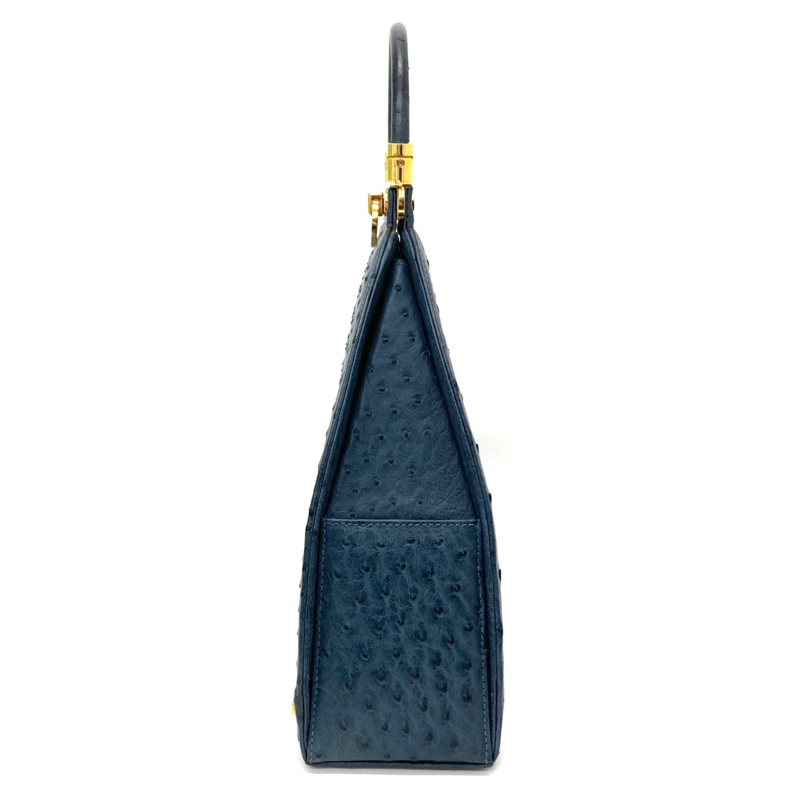 ◇COMTESSE◇コンテス オーストリッチ ハンドバッグ ブルー - メルカリ