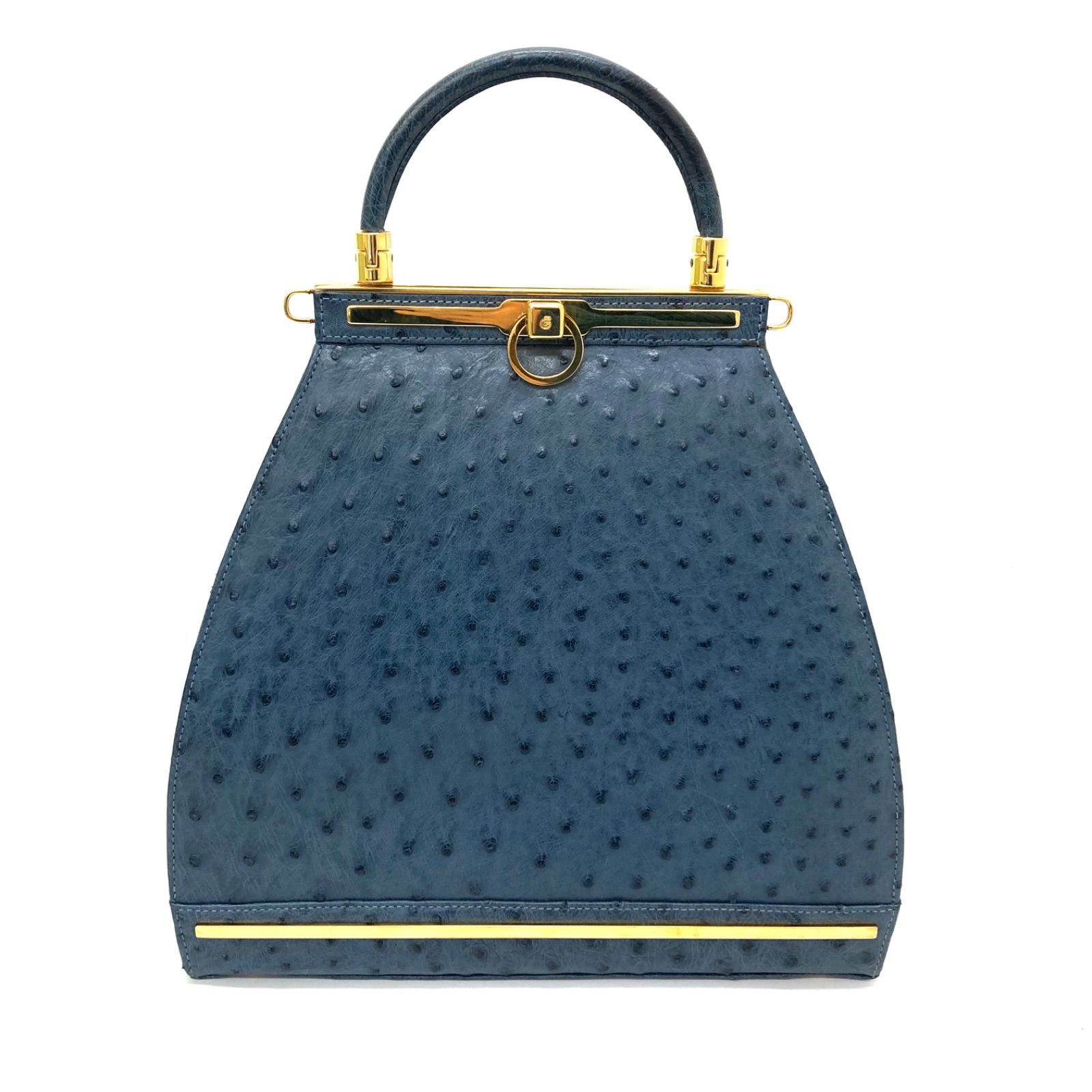 ◇COMTESSE◇コンテス オーストリッチ ハンドバッグ ブルー - メルカリ