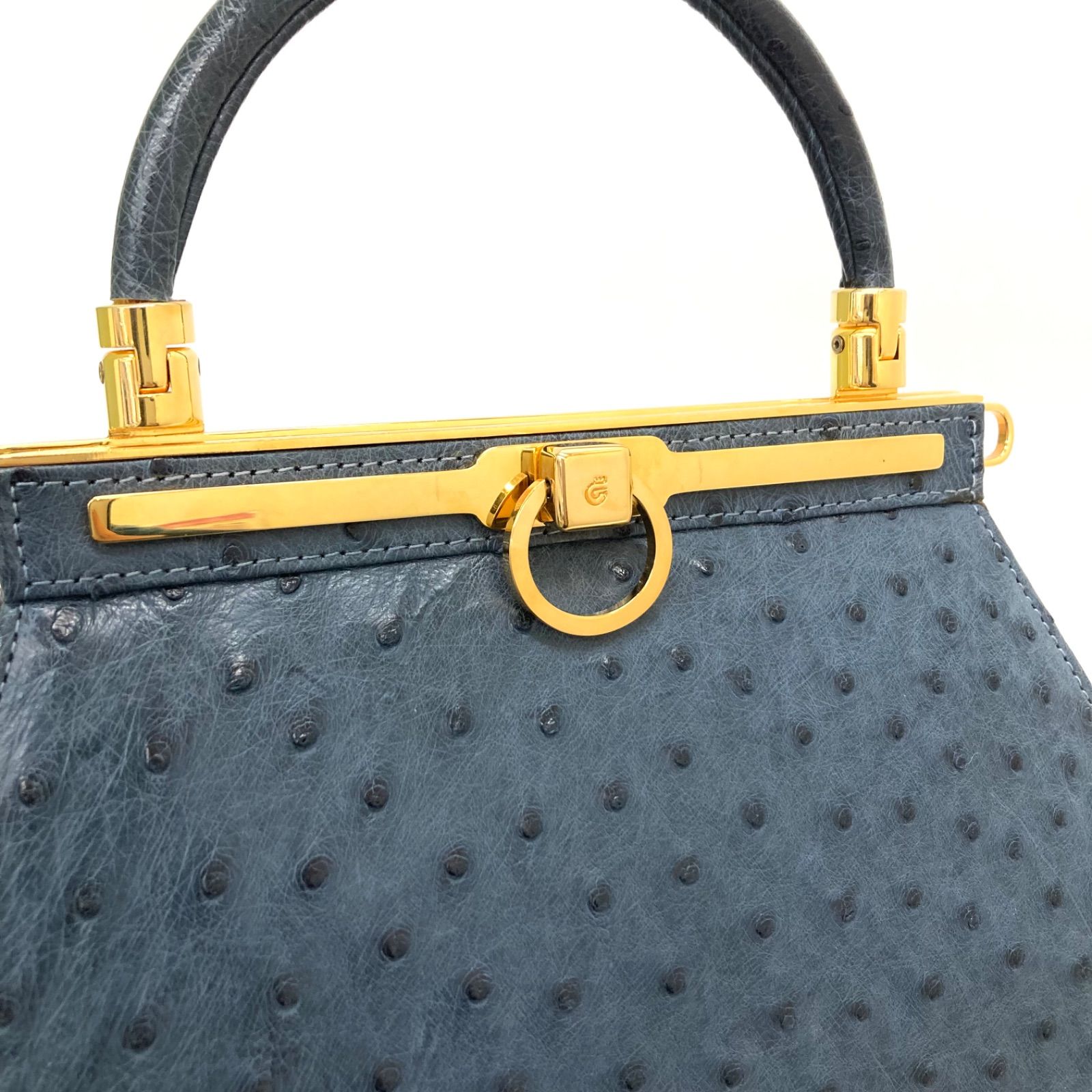 ◇COMTESSE◇コンテス オーストリッチ ハンドバッグ ブルー - メルカリ