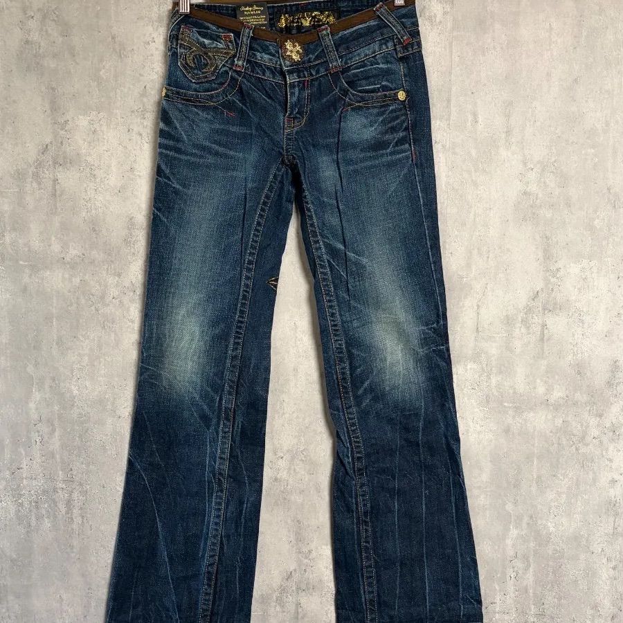 デニム ローライズ お兄系 Archive y2k スタッツ フレア RED PEPPER(レッドペッパー)フレアデニムパンツ刺繍スタッズローライズ
