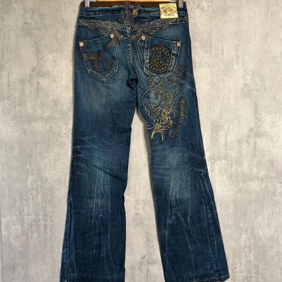 RED PEPPER(レッドペッパー)フレアデニムパンツ刺繍スタッズローライズ