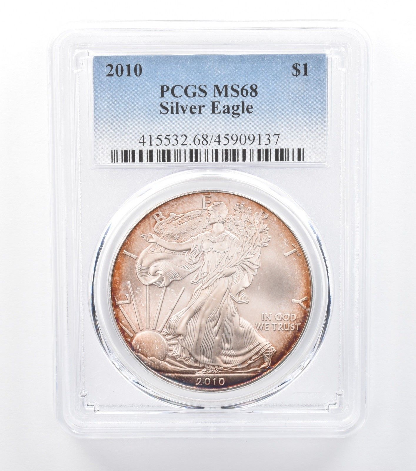 2010年 アメリカン シルバー イーグル MS68 PCGS レッド/オレンジ