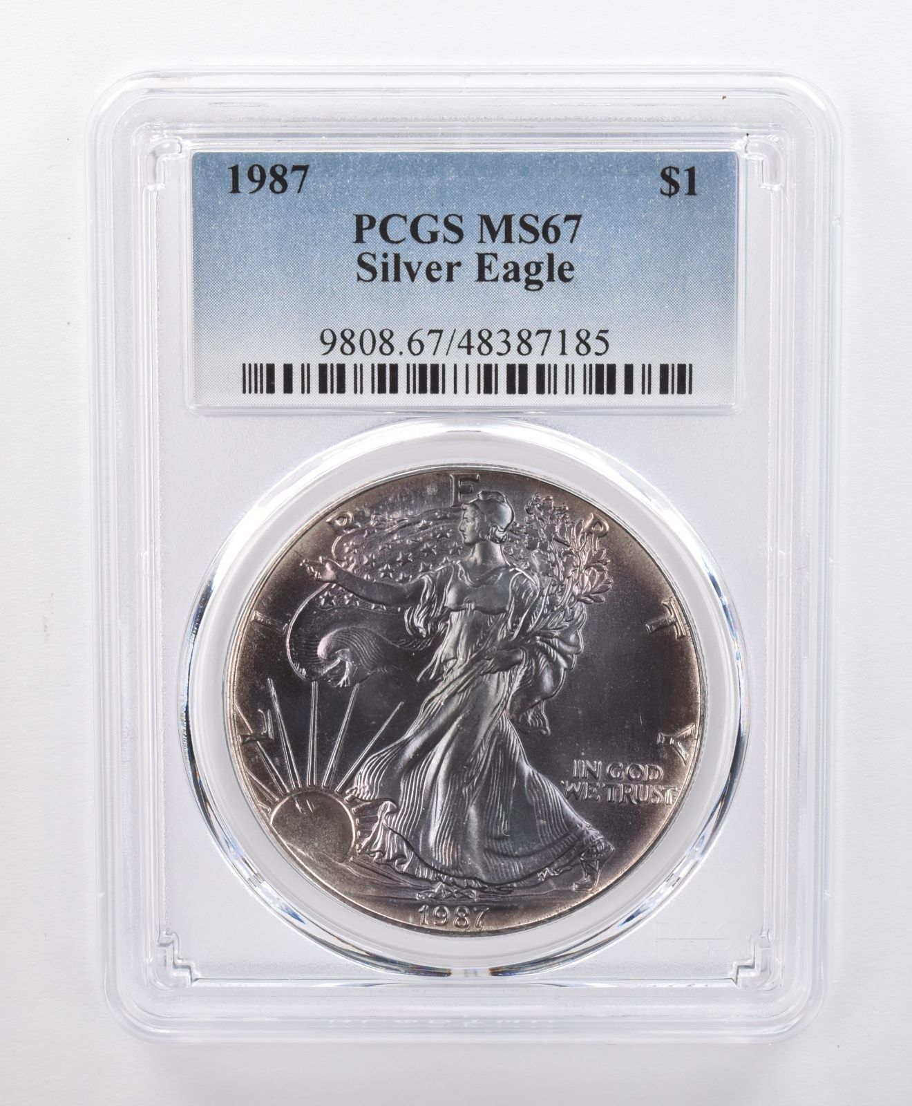 MS67 1987年 アメリカンシルバーイーグル PCGS Beautifully Td ブルー