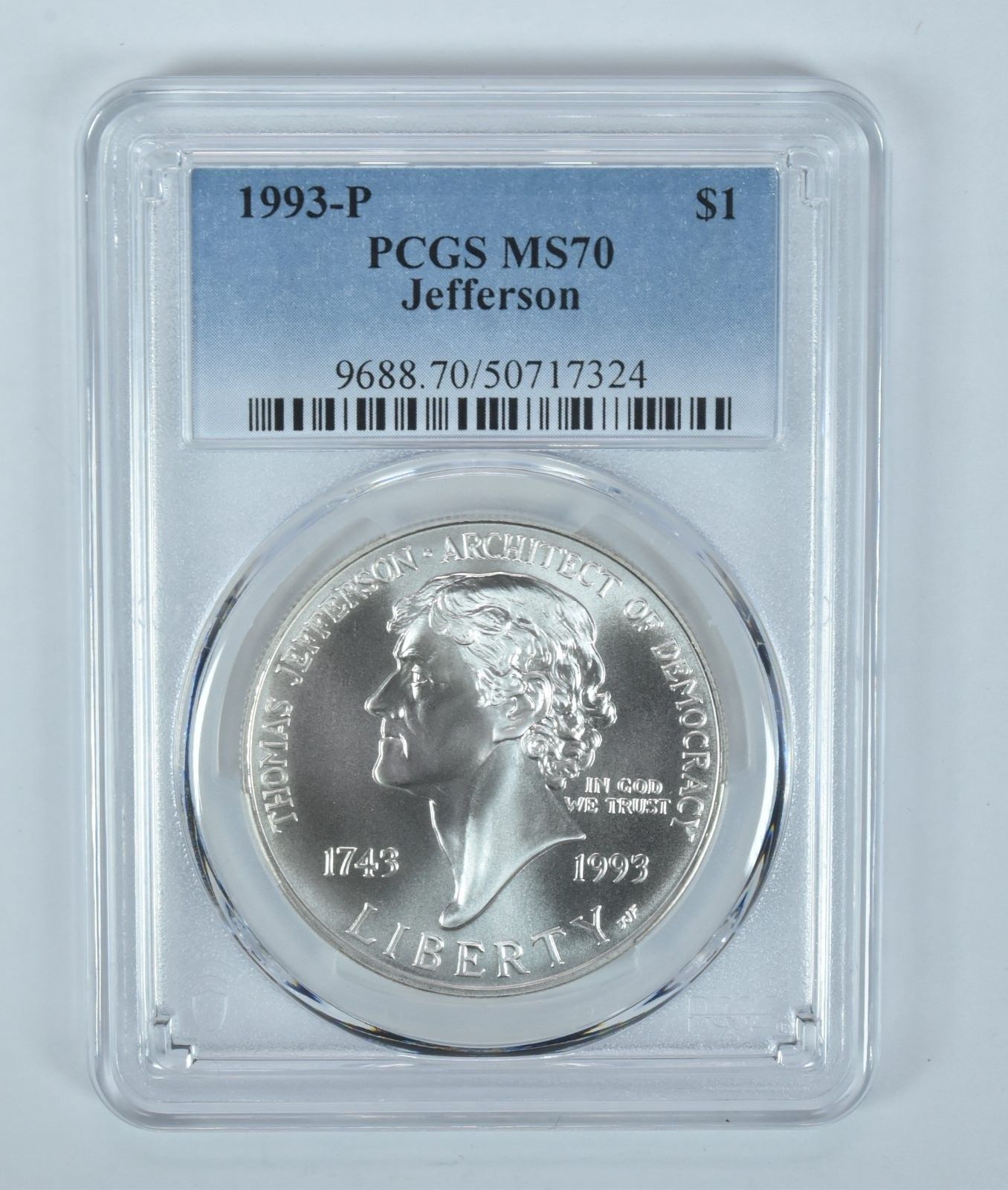 1993-P ジェファーソン記念銀貨 MS70 PCGS ブルーラベル - メルカリ