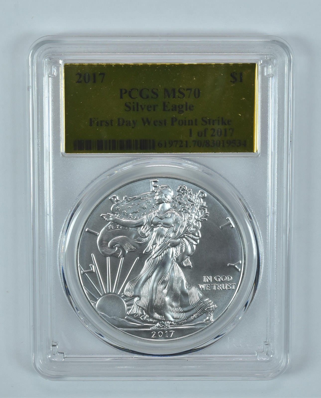 2017年アメリカンシルバーイーグルWP、2017年初日MS70 PCGSゴールド