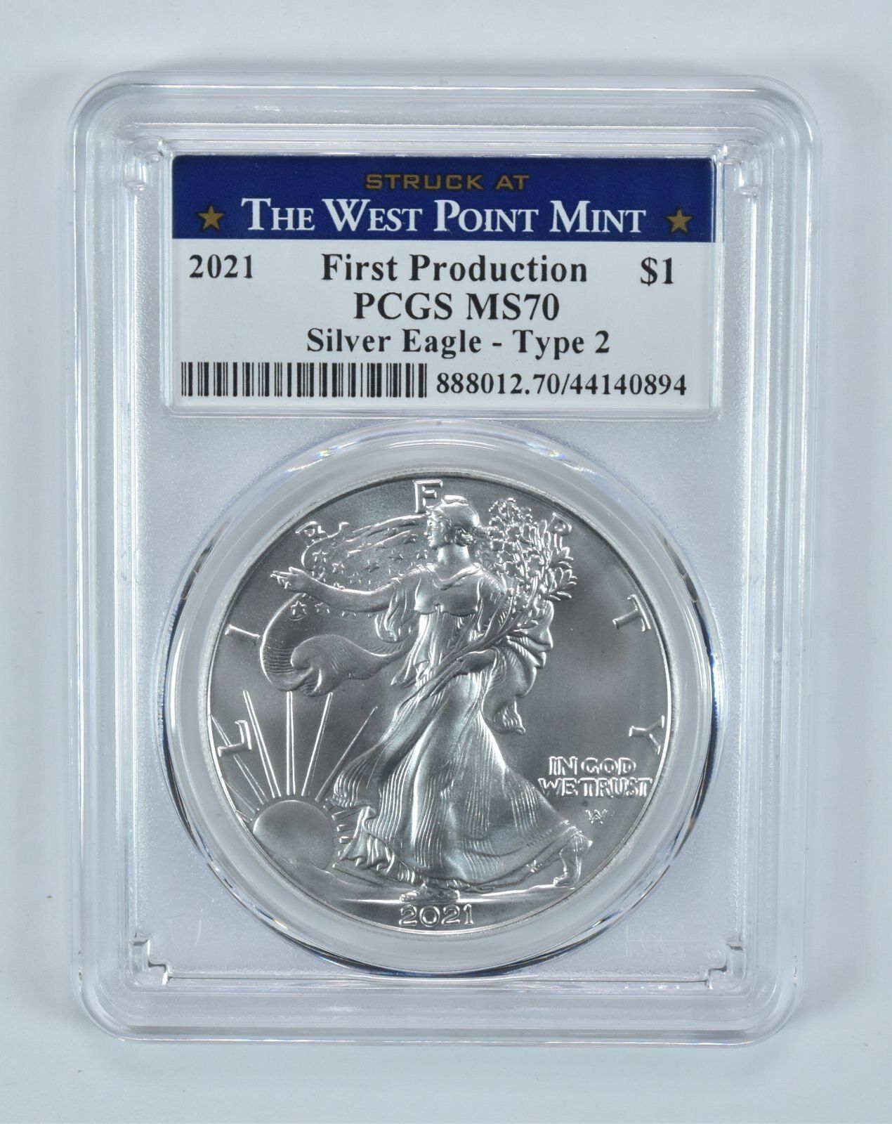 2021年 シルバーイーグル  PCGS MS70 2021年 アメリカン シルバー イーグル タイプ2 初代製造 ウェスト