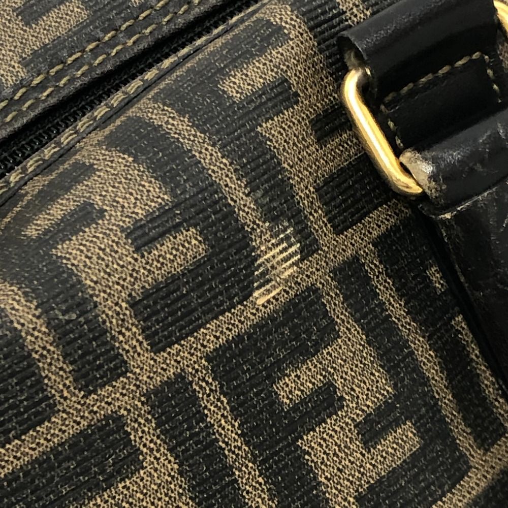FENDI フェンディ ボストンバッグ ズッカ柄 PVC/レザー ブラウン