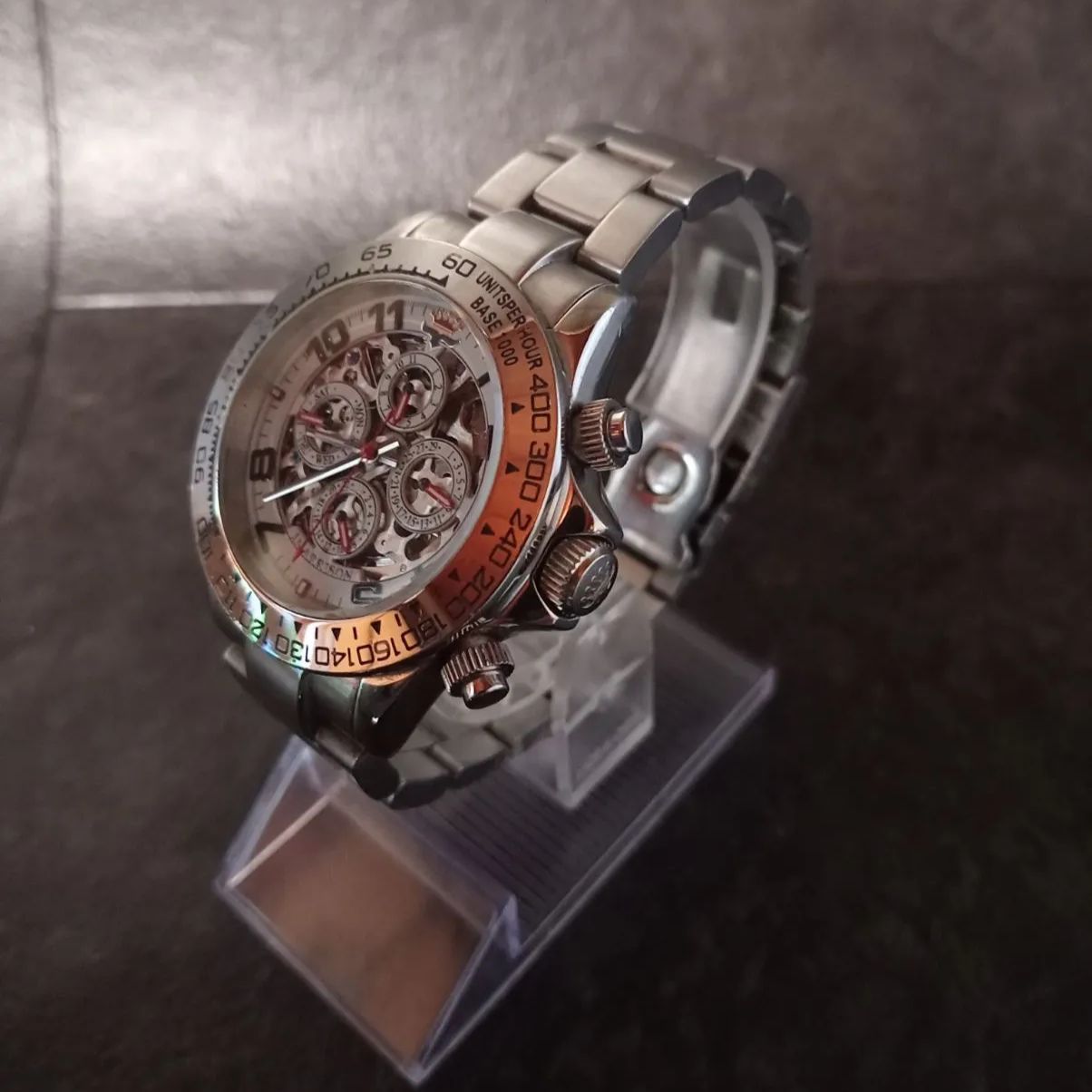 J HARRISON ジョン ハリソン 腕時計 JH 003C フルスケルトン 自動巻き オートマ 裏スケ シースルーバック メンズ ウォッチ メタルバンド 機械式 ギミック デカフェイス 稼働品