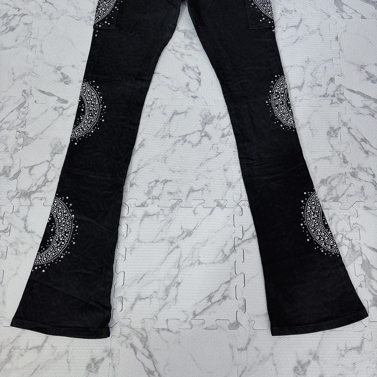 GUAPI PREMIUM waxed calligraphy denim ブラックデニム フレアパンツ