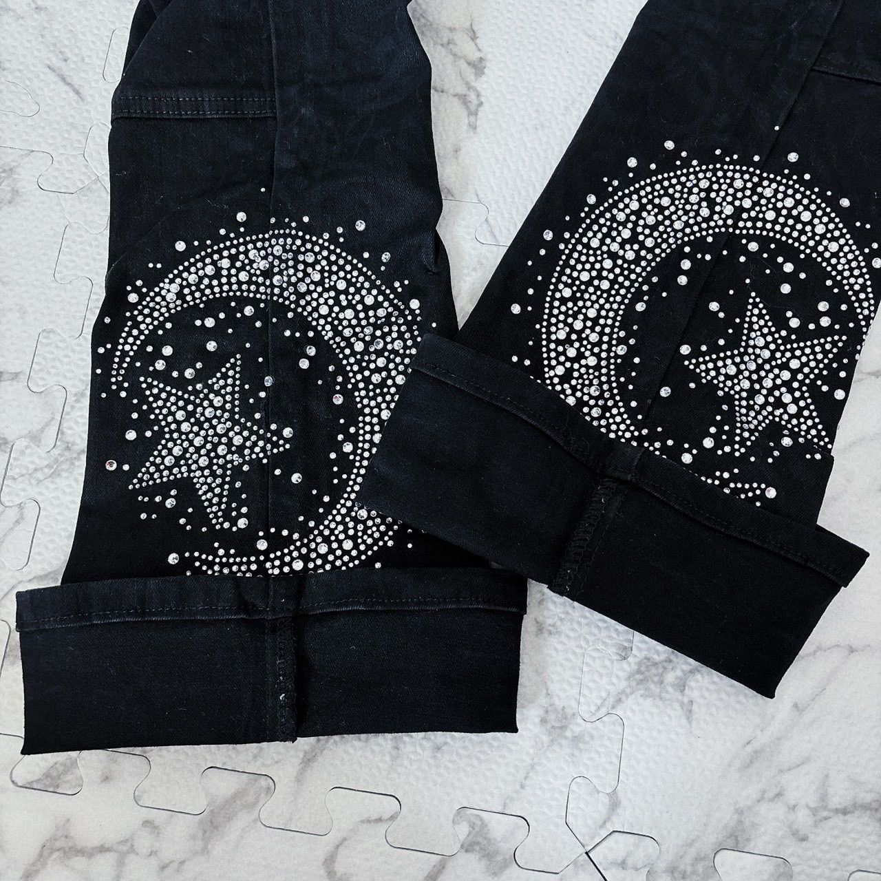 GUAPI PREMIUM waxed calligraphy denim ブラックデニム フレアパンツ